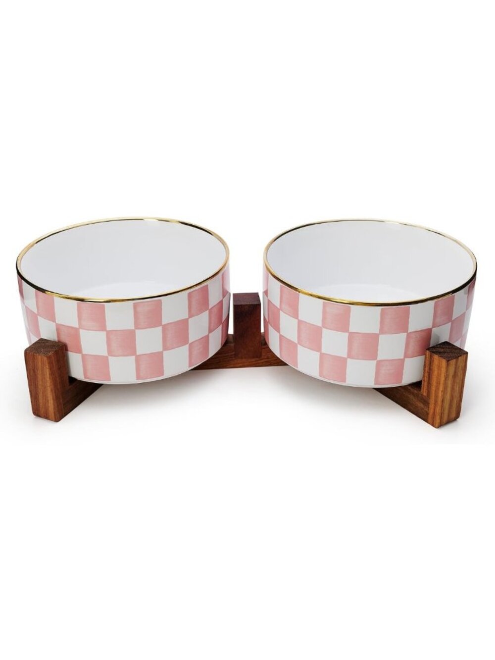 Stylish Checkered Ceramic Dog Bowls for Medium Dogs - Durable & Chic Pet Dish